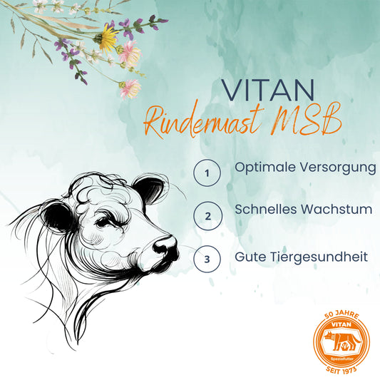 VITAN Rindermast MSB – Mineralfutter für Mastrinder mit Algenkalk, Lebendhefe und Vitaminen