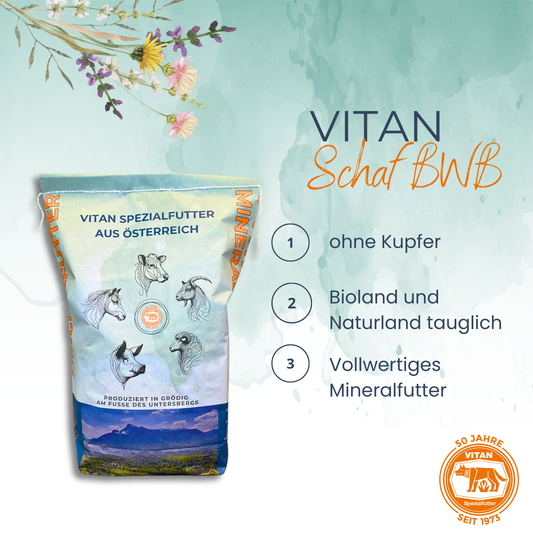 Schaf Vitan BWB - Kupferfreies Mineralfutter für alle Schafrassen (bio tauglich)