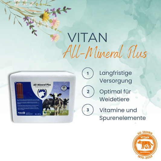 ALL MINERAL PLUS – Mineralfutterbolus für Rinder mit Vitaminen und Spurenelementen zur Langzeitversorgung 20 Stück