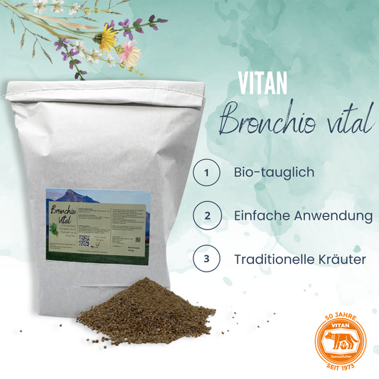 Bronchio vital - Kräuterergänzungsfutter für Atemwege und Vitalität bei Nutztieren (bio tauglich)