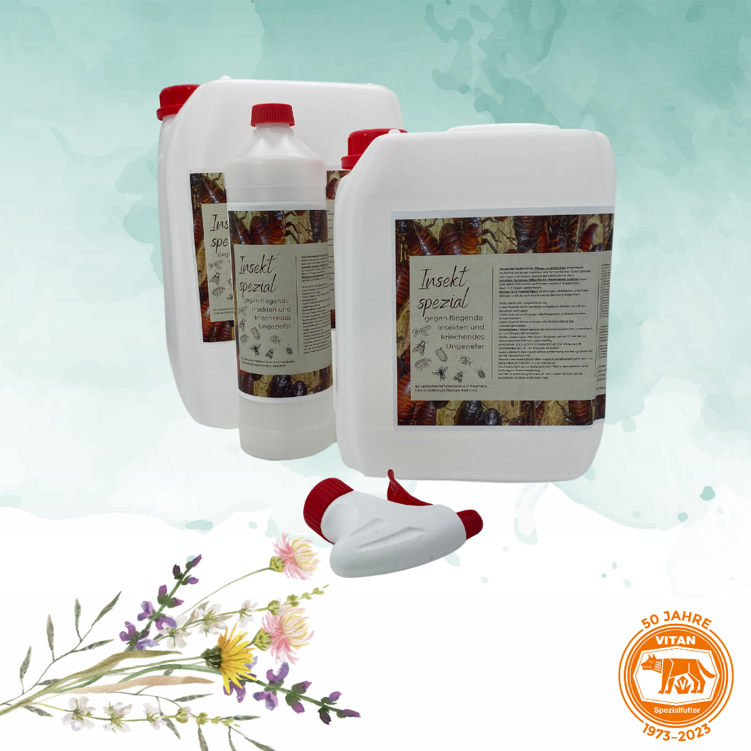 Schützen Sie Ihren Landwirtschaftsbetrieb und Ihr Zuhause mit 'Insekt Spezial', einem gebrauchsfertigen flüssigen Insektizid. Dieses Produkt bekämpft effektiv eine Vielzahl von Schadinsekten wie Fliegen, Mücken, Bremsen und kriechendes Ungeziefer. Es bietet eine schnelle und langanhaltende Wirkung, ist einfach zu verwenden und ideal für präventive Maßnahmen. Erleben Sie umfassenden Schutz und eine insektenfreie Umgebung, sicher für professionelle und private Nutzer.