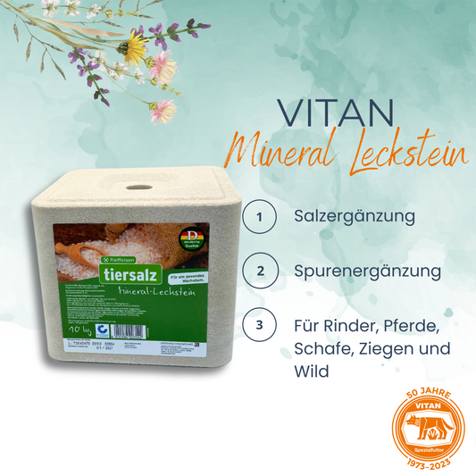 Mineralleckstein – Salz- und Spurenelementversorgung für Rinder, Pferde, Wild und Schafe (bio tauglich), 10 kg (1 Stück)