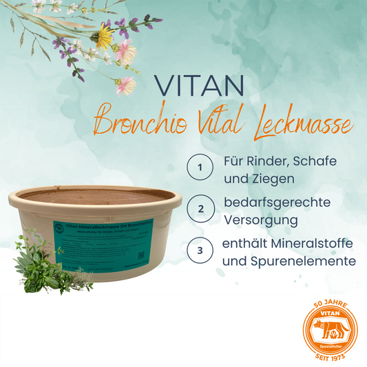 Bronchio Vital – Mineralleckmasse mit Kräutern für gesunde Tiere (bio tauglich), 13 kg