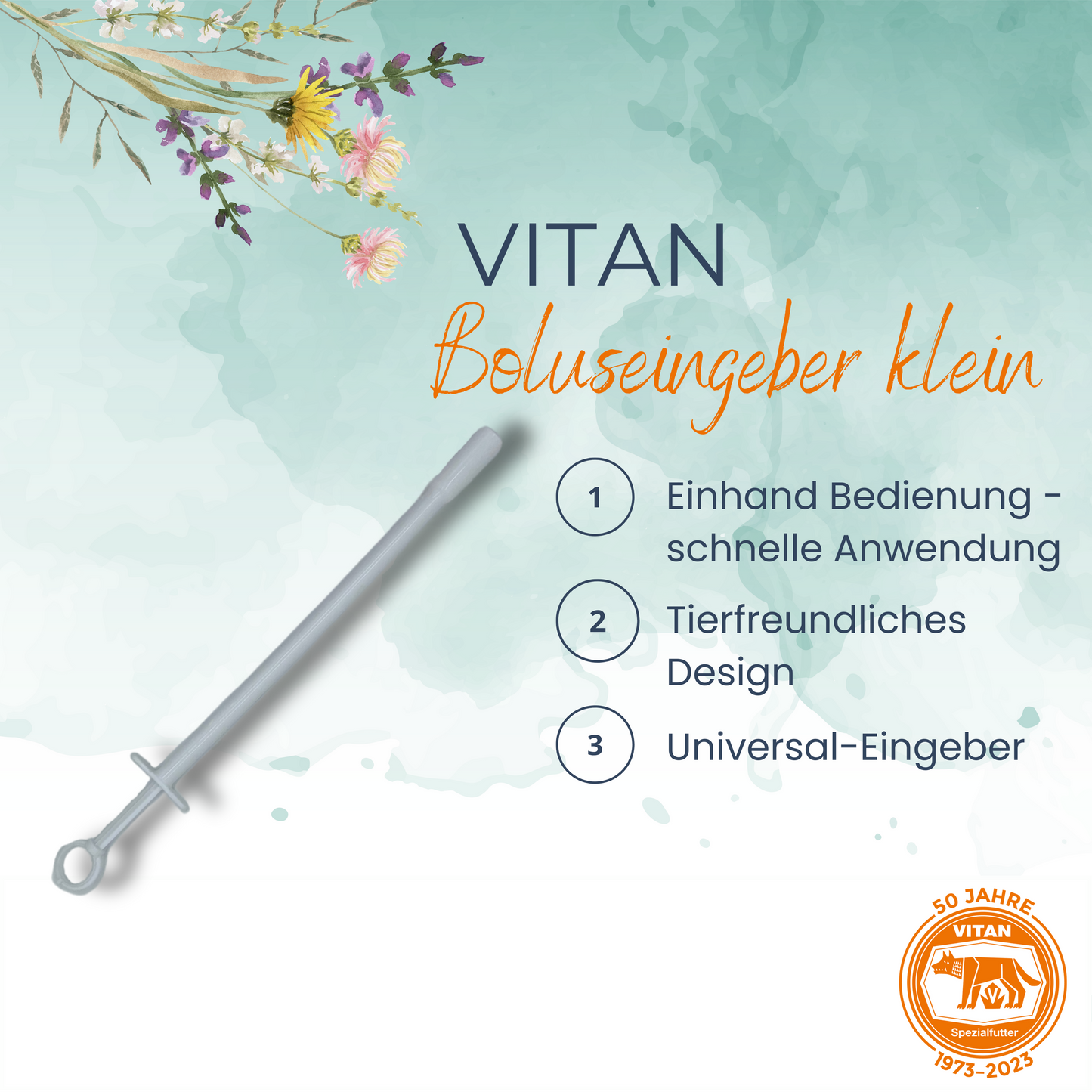 Kaufen Sie den Boluseingeber für Kälber und verbessern Sie die Verabreichung von Spurenelementen und Mineralfutter. Effizient, zuverlässig und regional produziert. Jetzt bei Vitan mit gratis Versand