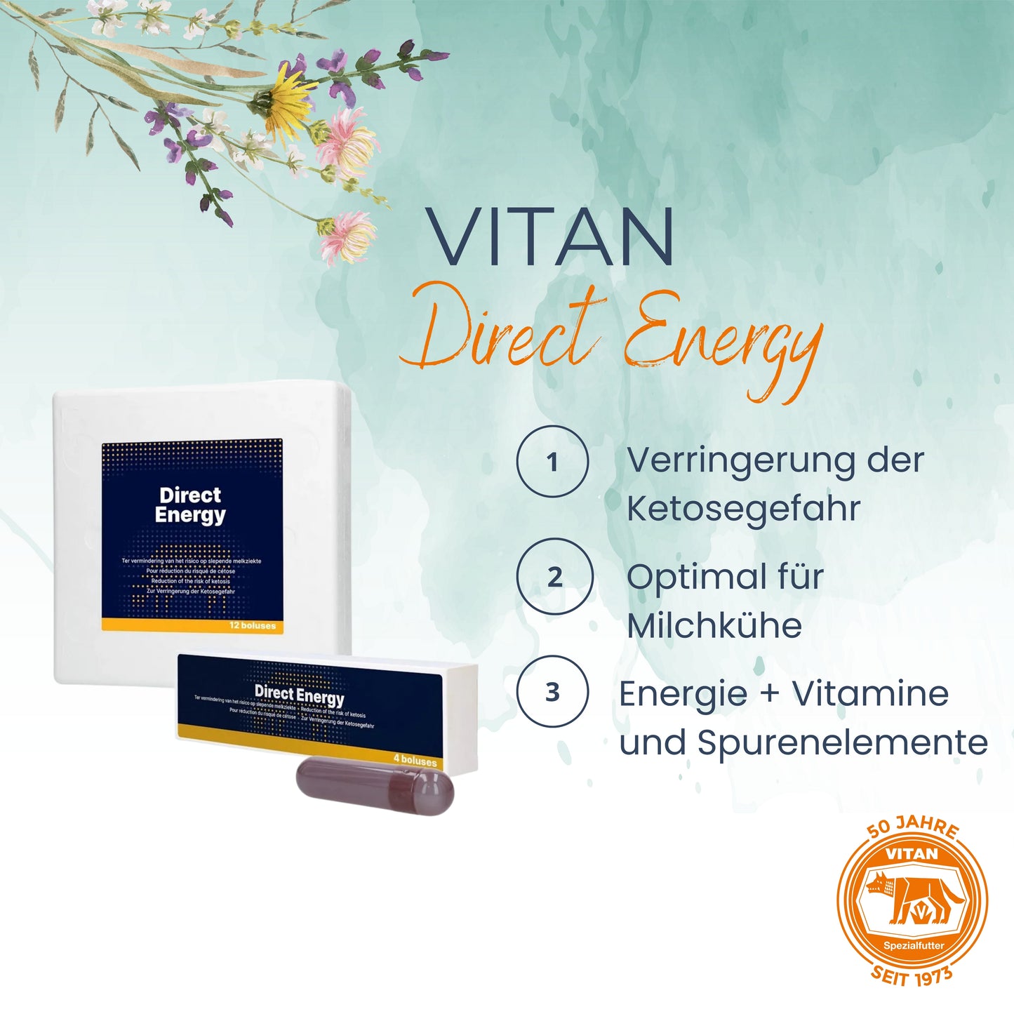 DIRECT ENERGY BOLUS für Milchkühe – Ketoseprophylaxe & Energiestoffwechsel stabilisieren rund um die Abkalbung (12 Stück)