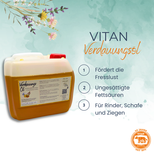 Verdauungsöl für Nutztiere – Natürlich Fresslust und Verdauung fördern, 3 Liter