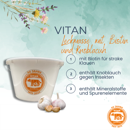 Vitan Mineralleckmasse mit Knoblauch und Biotin, 25 kg