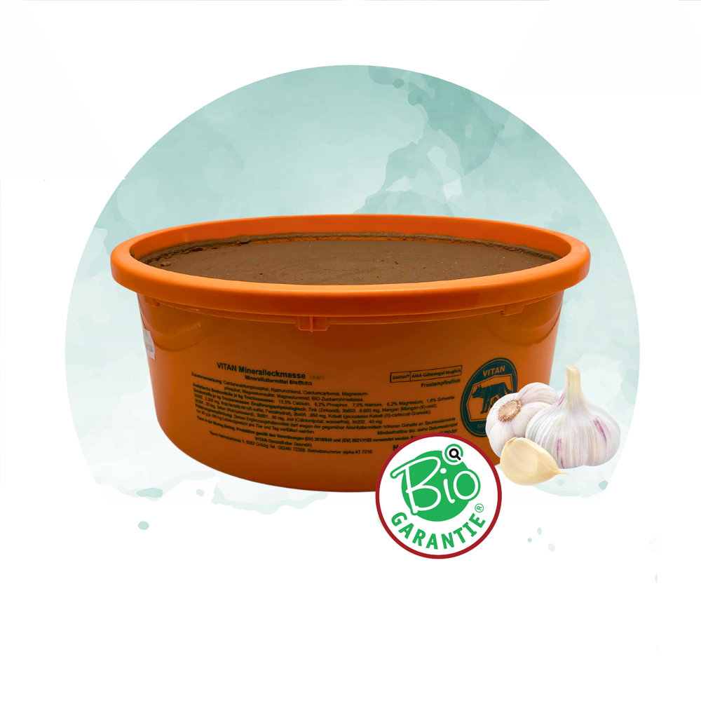 Mineralleckmasse mit Knoblauch – Insektenschutz und Mineralstoffversorgung in einem  (bio tauglich), 13 kg