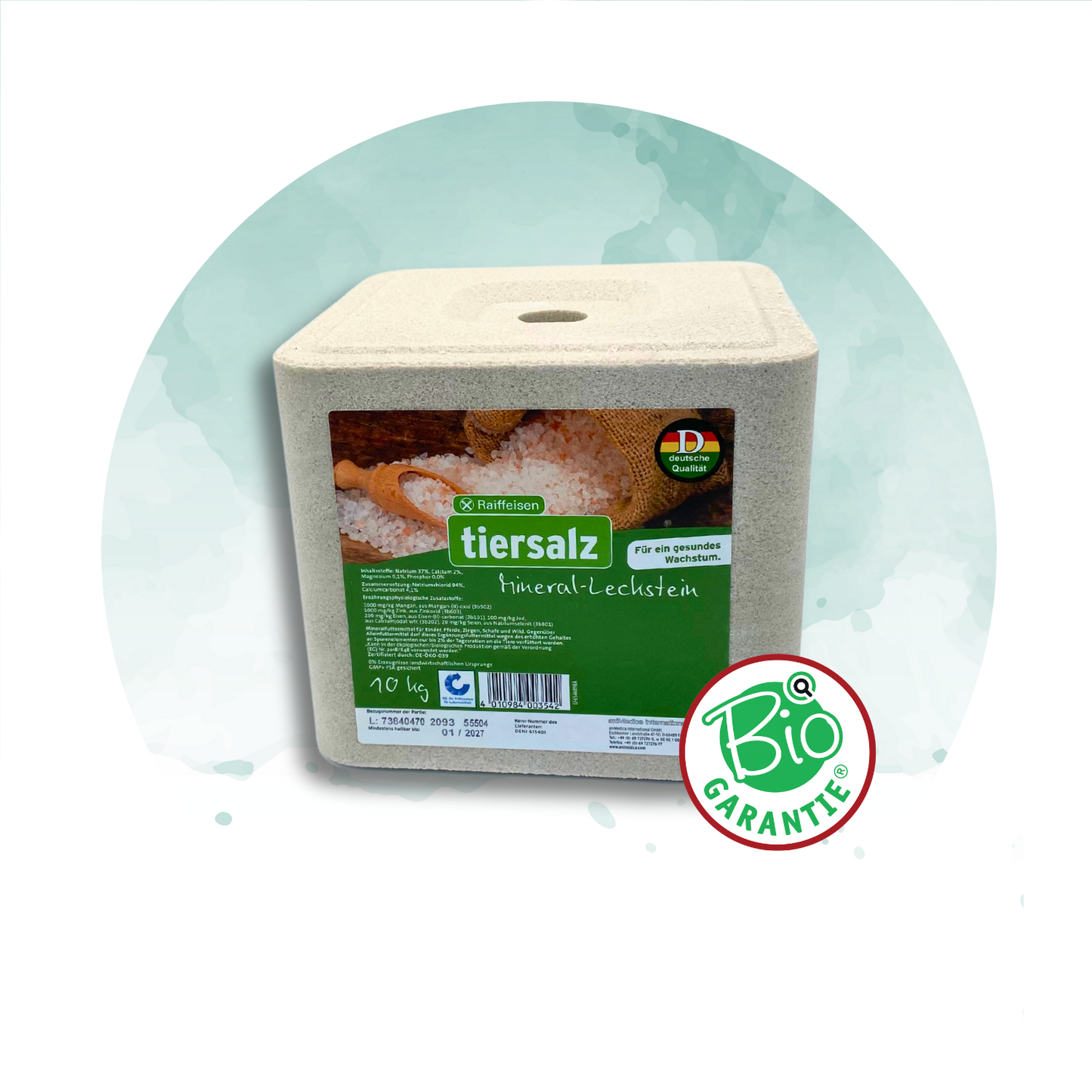 Mineralleckstein – Salz- und Spurenelementversorgung für Rinder, Pferde, Wild und Schafe (bio tauglich), 10 kg (1 Stück)