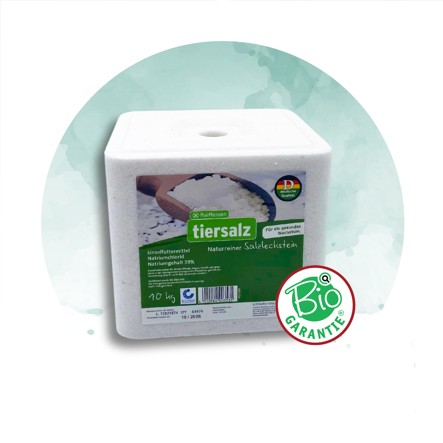 Salzleckstein für Tiere – Natürliche Salzquelle für Rinder, Pferde, Schafe und Wild (bio tauglich), 10 kg (1 Stück)